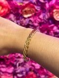GOLD BRAIDED CUFF BRACELET - WATER RESISTANT