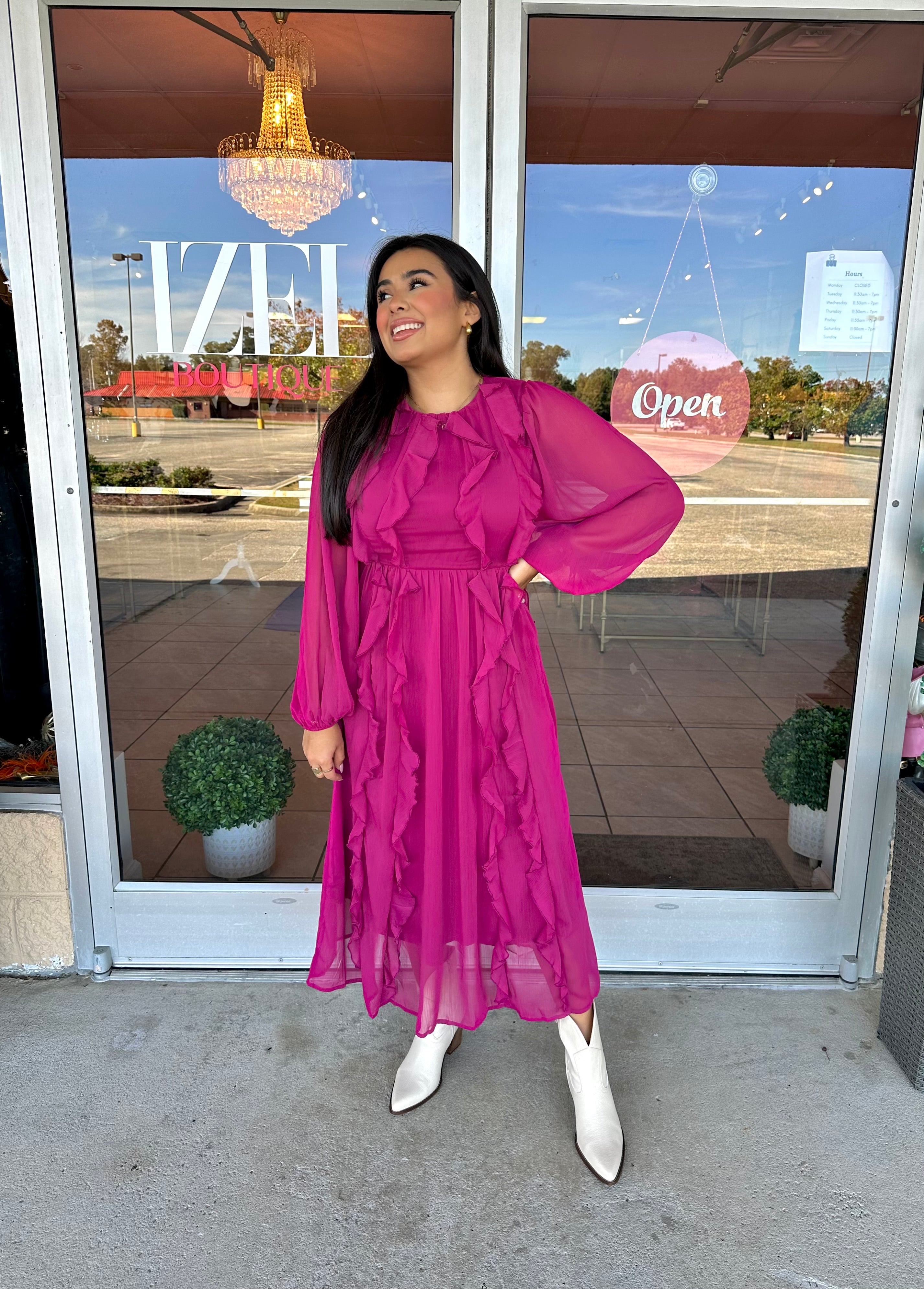 Tilly Magenta Midi Dress Tilly Magenta Midi Dress
