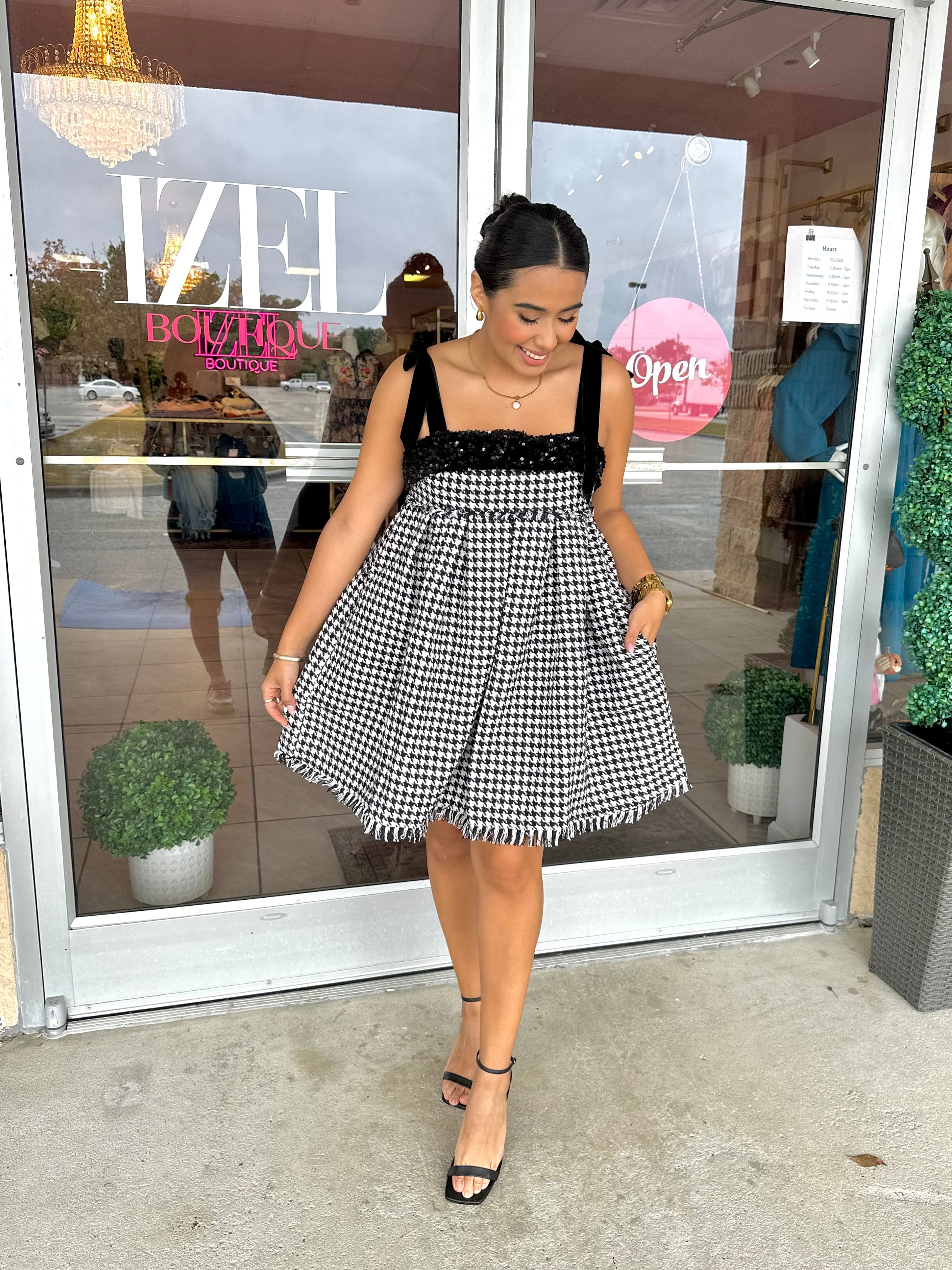 The Courtney Houndstooth Mini Dress The Courtney Houndstooth Mini Dress