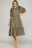 Zoe Olive Midi Dress