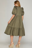 Zoe Olive Midi Dress