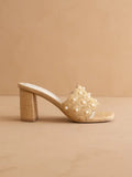 The Holland | Natural Pearl Raffia Block Heel Mule