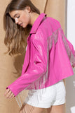 Timeless Rhinestone Fringe Leather Jacket