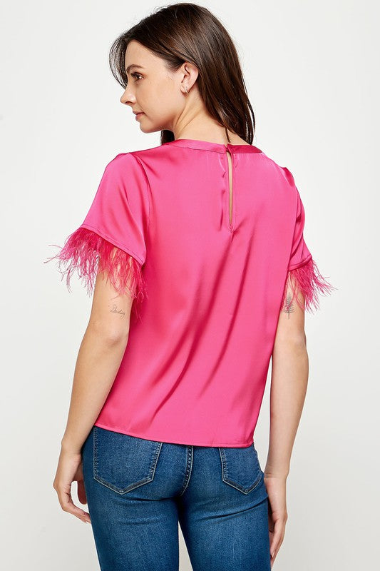 Weekend Satin Feather Top