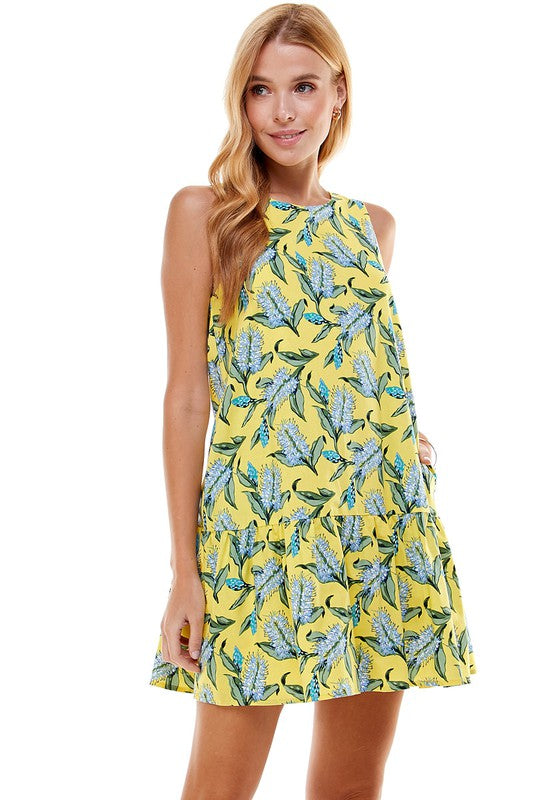 Tropical Escape Yellow Mini Dress